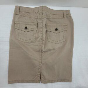 London Jean Skirt Women's 6 Tan Chino Stretch Denim Straight 19" Long Pockets